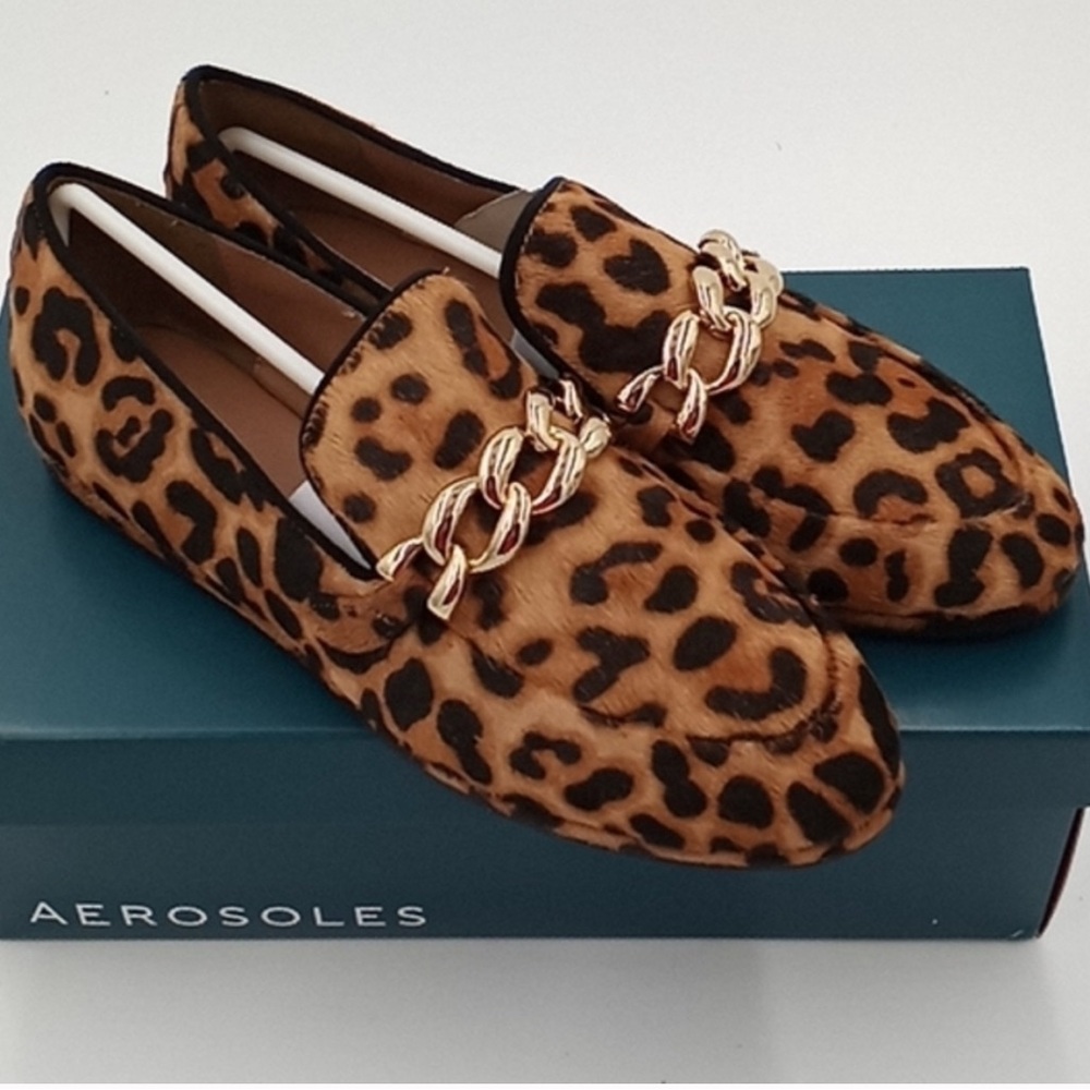 Aerosoles Kailee Loafers shoes‎ Smoking Flat Leopard Print Cowhair